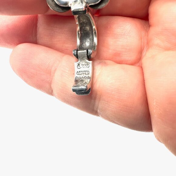 Carolyn Pollack Copper Brass Sterling Silver Green Gemstone Pendant 2.5" - Picture 5 of 5